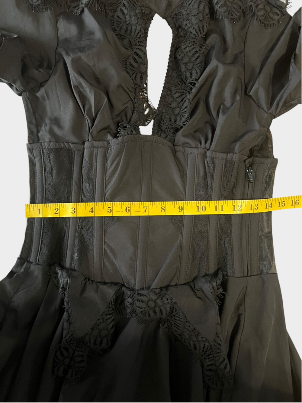 Corset Story SDS016 Black Lace Steel Boned Corset Dress 26” US 8 - Picture 14 of 16